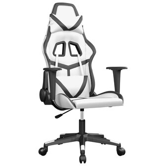 Massage gamestoel kunstleer wit en zwart 2