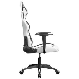 Massage gamestoel kunstleer wit en zwart 4