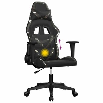 Massage gamestoel kunstleer zwart en camouflage 6