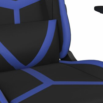 Massage gamestoel met voetensteun kunstleer zwart en blauw 9