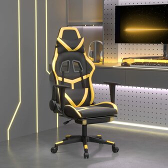 Massage gamestoel met voetensteun kunstleer zwart &amp; goudkleurig 1
