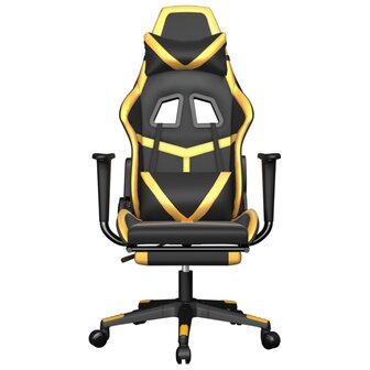 Massage gamestoel met voetensteun kunstleer zwart &amp; goudkleurig 4