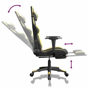 Massage gamestoel met voetensteun kunstleer zwart &amp; goudkleurig 7