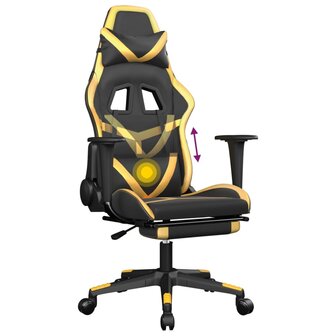Massage gamestoel met voetensteun kunstleer zwart &amp; goudkleurig 8