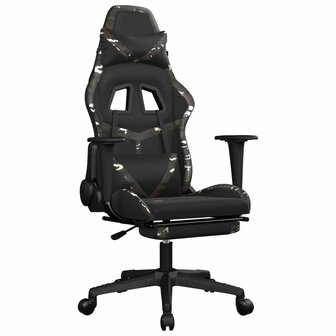 Massage gamestoel met voetensteun kunstleer zwart en camouflage 2