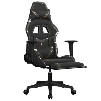 Massage gamestoel met voetensteun kunstleer zwart en camouflage 3
