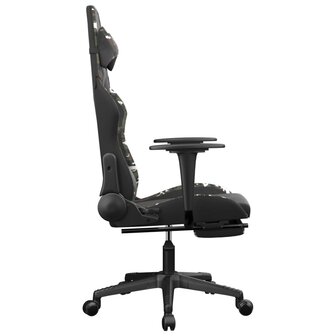 Massage gamestoel met voetensteun kunstleer zwart en camouflage 5