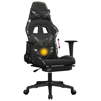 Massage gamestoel met voetensteun kunstleer zwart en camouflage 8