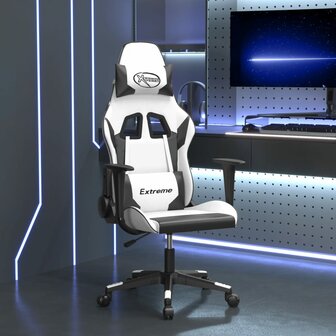 Massage gamestoel kunstleer wit en zwart 1