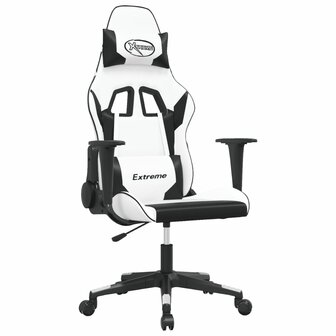 Massage gamestoel kunstleer wit en zwart 2