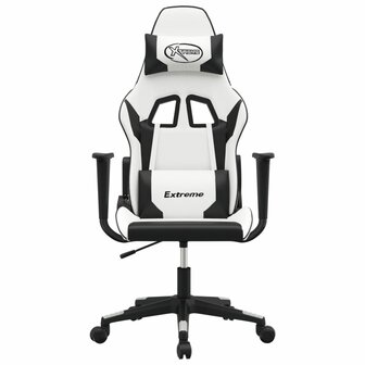 Massage gamestoel kunstleer wit en zwart 3