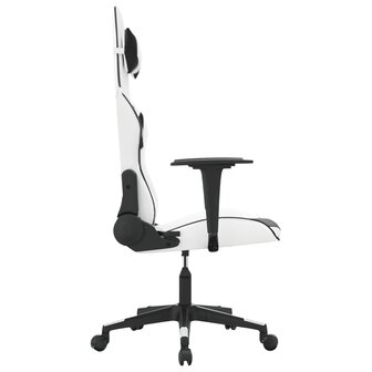 Massage gamestoel kunstleer wit en zwart 4