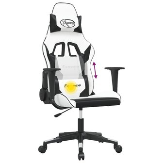 Massage gamestoel kunstleer wit en zwart 5