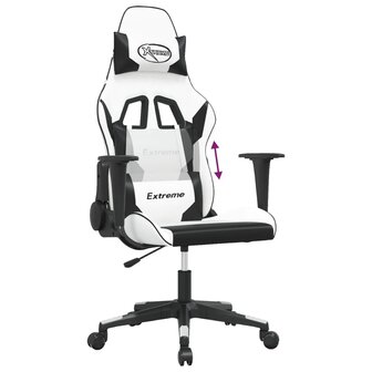 Massage gamestoel kunstleer wit en zwart 6