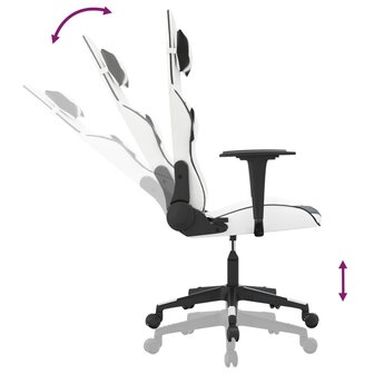 Massage gamestoel kunstleer wit en zwart 7