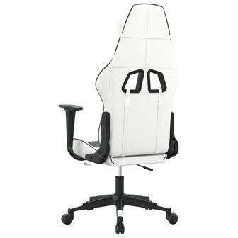 Massage gamestoel kunstleer wit en zwart 8