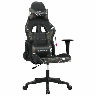 Massage gamestoel kunstleer zwart en camouflage 6