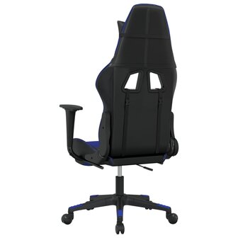 Massage gamestoel met voetensteun kunstleer zwart en blauw 6