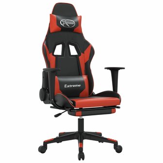 Massage gamestoel met voetensteun kunstleer zwart en rood 2