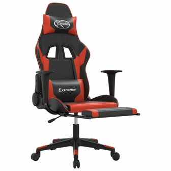 Massage gamestoel met voetensteun kunstleer zwart en rood 3
