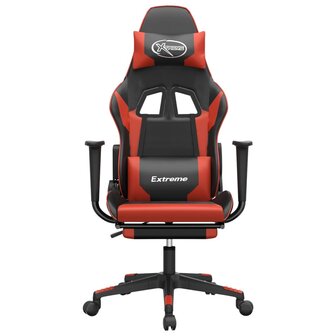 Massage gamestoel met voetensteun kunstleer zwart en rood 4