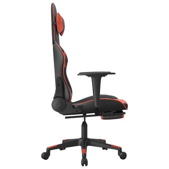Massage gamestoel met voetensteun kunstleer zwart en rood 5