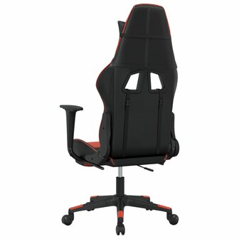 Massage gamestoel met voetensteun kunstleer zwart en rood 6