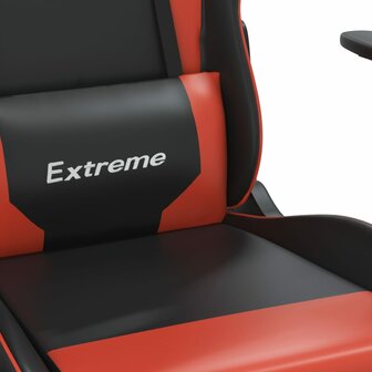 Massage gamestoel met voetensteun kunstleer zwart en rood 9