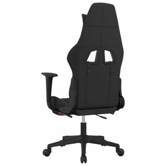 Massage gamestoel met voetensteun stof zwart en rood 5