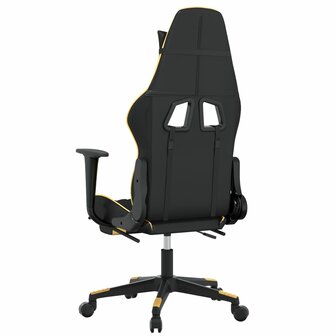 Massage gamestoel met voetensteun kunstleer zwart &amp; goudkleurig 5