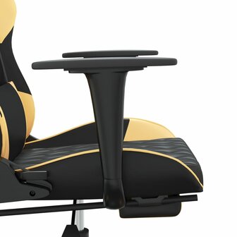 Massage gamestoel met voetensteun kunstleer zwart &amp; goudkleurig 9