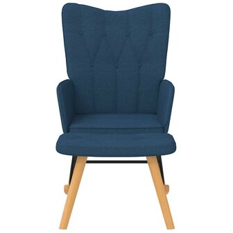 Schommelstoel met voetenbank stof blauw 3