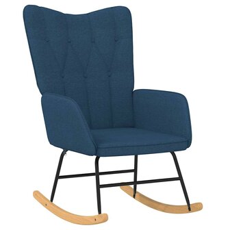 Schommelstoel met voetenbank stof blauw 6