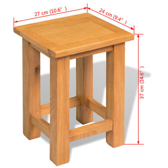 Bijzettafel 27x24x37 cm massief eikenhout 5