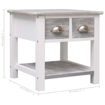 Bijzettafel 40x40x40 cm paulowniahout grijs 8