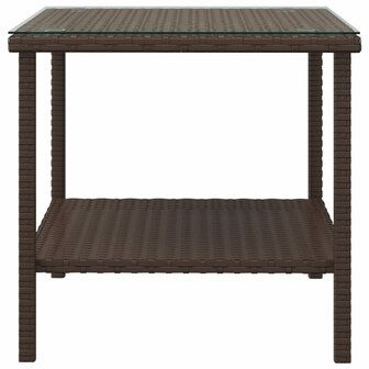 Bijzettafel 45x45x45 cm poly rattan en gehard glas bruin 3