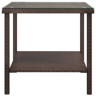 Bijzettafel 45x45x45 cm poly rattan en gehard glas bruin 4