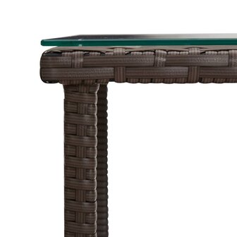 Bijzettafel 45x45x45 cm poly rattan en gehard glas bruin 5
