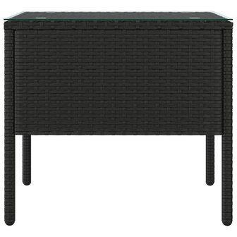 Bijzettafel 53x37x48 cm poly rattan en gehard glas zwart 3