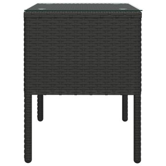 Bijzettafel 53x37x48 cm poly rattan en gehard glas zwart 4