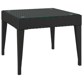 Bijzettafel 50x50x38 cm poly rattan en gehard glas zwart 2