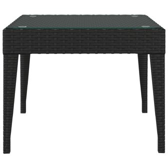 Bijzettafel 50x50x38 cm poly rattan en gehard glas zwart 3