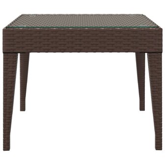 Bijzettafel 50x50x38 cm poly rattan en gehard glas bruin 3