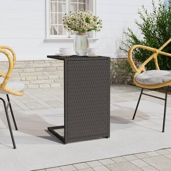 Bijzettafel C-vormig 40x35x60 cm poly rattan zwart 1