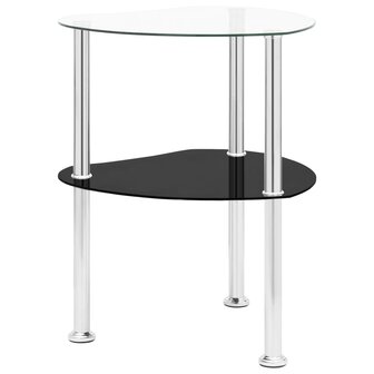 Bijzettafel 2-laags 38x38x50 cm gehard glas transparant zwart 1