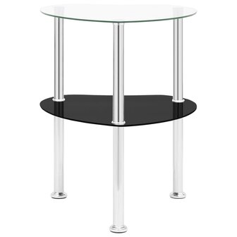 Bijzettafel 2-laags 38x38x50 cm gehard glas transparant zwart 2