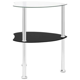 Bijzettafel 2-laags 38x38x50 cm gehard glas transparant zwart 3