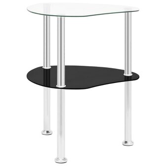 Bijzettafel 2-laags 38x38x50 cm gehard glas transparant zwart 4