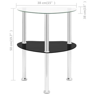 Bijzettafel 2-laags 38x38x50 cm gehard glas transparant zwart 8