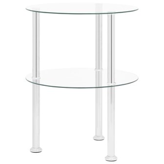 Bijzettafel 2-laags 38 cm gehard glas transparant 1